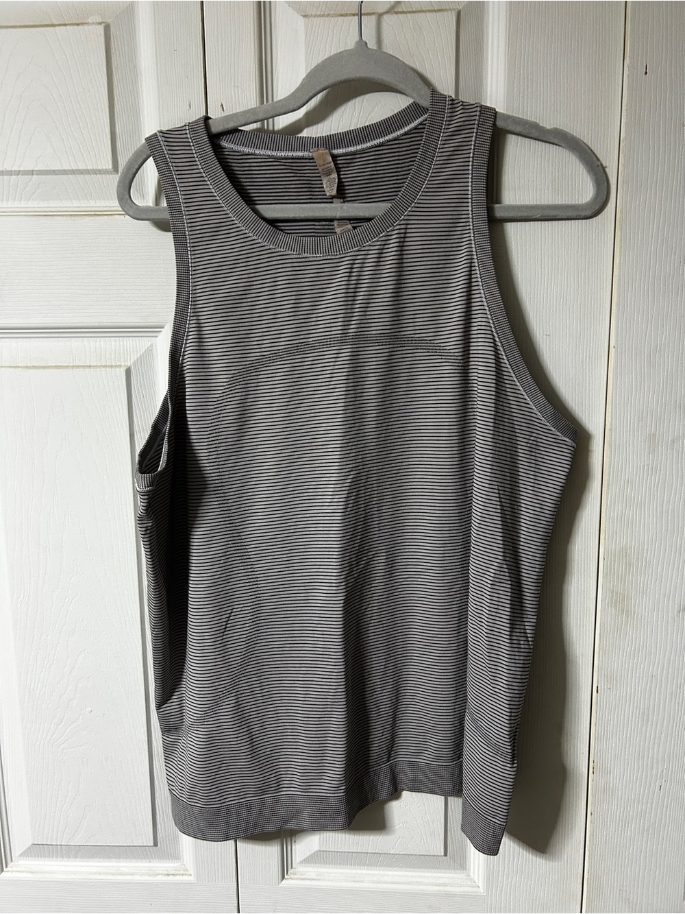 lululemon athletica Gray and White Striped Sleeveless Tank